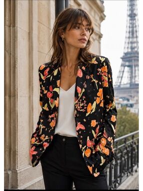 Vintage Weill Paris Colorful Tulip Blazer Women’s Size 4